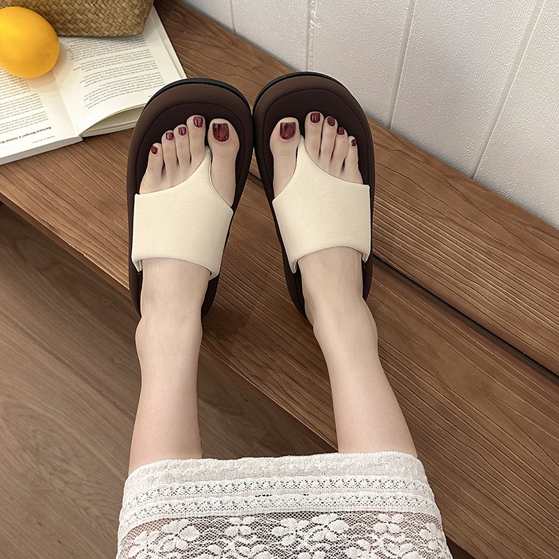 Women's Platform Flip Flops Korean Style Thick Soled Beach Sandals_voghion.com