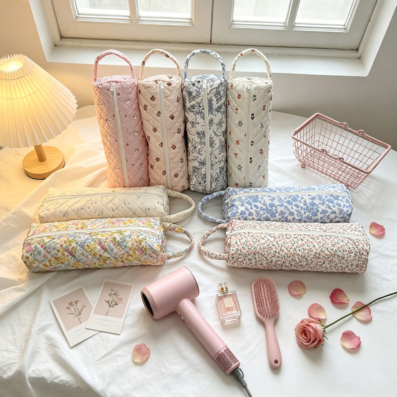 New cross-border hair dryer bag, large-capacity floral travel storage bag, lightweight roll-up hair dryer protective case wholesale