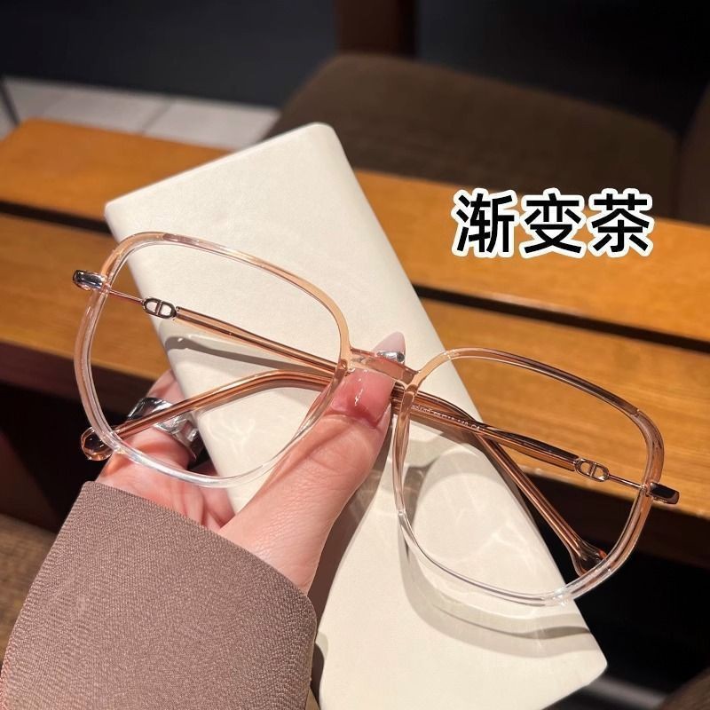 Gafas de miopía con brillo de cielo estrellado de montura grande cuadrada Las mujeres pueden estar equipadas con gafas planas de grado