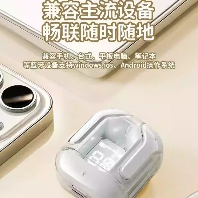 新しいホットスタイル透明ワイヤレス Bluetooth ヘッドセットデジタルディスプレイ高品質超長バッテリー寿命スポーツゲームノイズリダクションインイヤータイプ|undefined