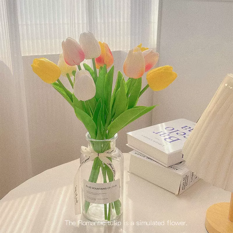 郁金香假花仿真花摆设房间卧室过年客厅装饰摆花餐桌摆件干花花束