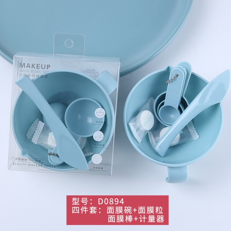 Juego de seis piezas de herramientas para mascarillas faciales Lamela: tazón, aplicador, brocha, cuchara para mascarillas, modelo 9064, mismo modelo que en salones de belleza.