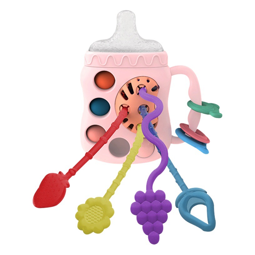 Juguete del bebé de bombeo música pellizco bola mordedor sonajero agarre mano biberón puede morder y comodidad bebé educación temprana dedo entrenamiento