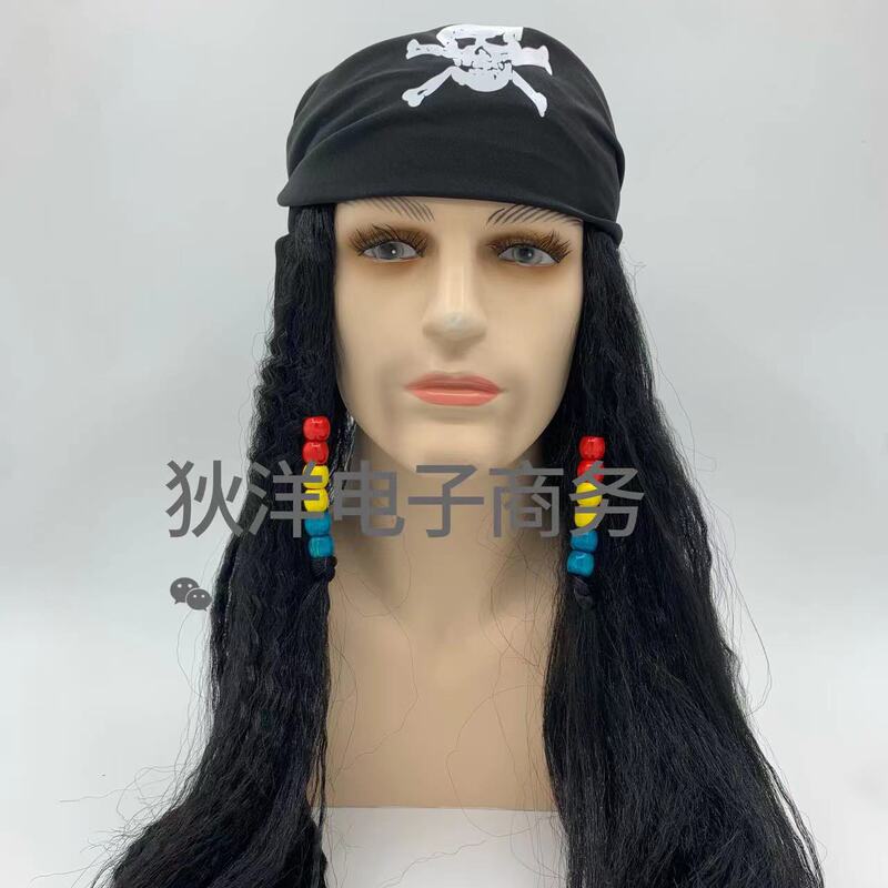 Halloween Pirate Captain Captain Killer Wig Makeup Props Pirates of the Caribbean Wig Jack Pirate Wig Headscarf