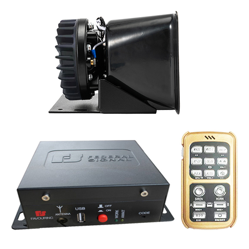 Wireless remote control siren 12V24V vehicle-mounted loudspeaker high-pitched alarm SA620KG + cooling circular speaker