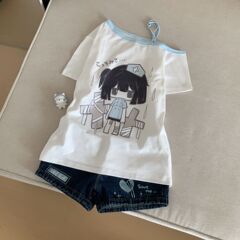 日本のサブカルチャー オタク痛服 アクアショルダー 二次元 半袖 夏 ゆったり かわいい Tシャツ トップス 学生