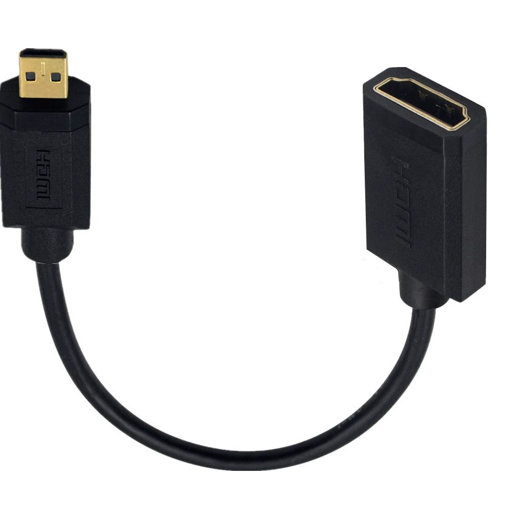 Micro HDMI на HDMI (гнездо) 4K60Hz, 90° угловой кабель OD3.2 для микрокамеры/планшета к телевизору