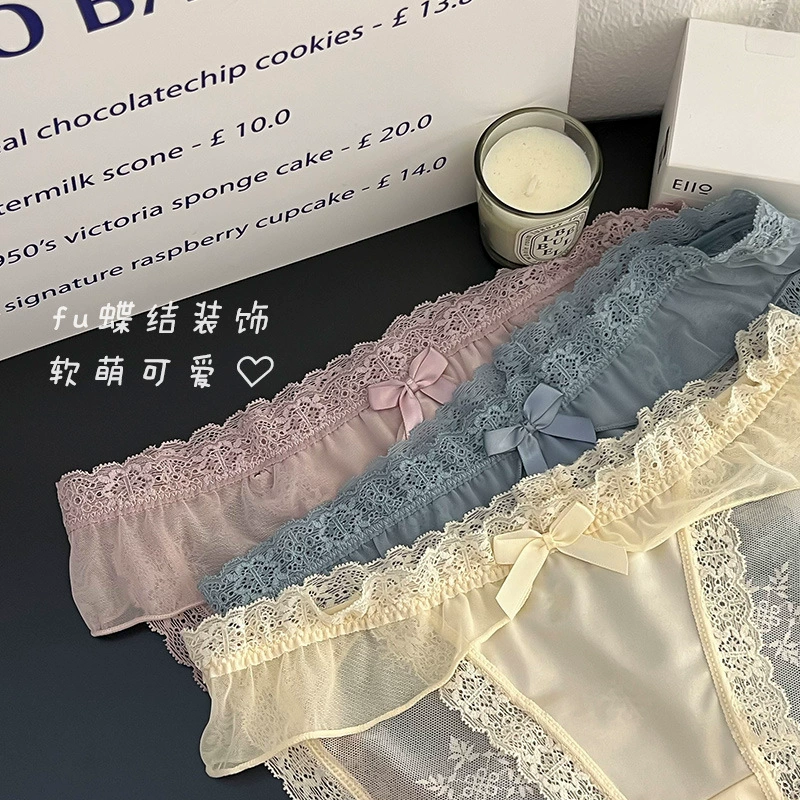 Lace pants, Japanese cute ultra thin sexy trousers, comfortable breathable cotton shorts