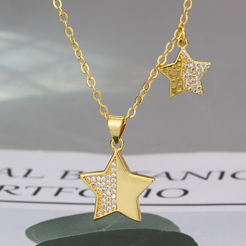 Wholesale Bijoux Pendentif Diamant Étoile Collier Plaqué Cuivre Brillant Nihaojewelry display picture 2