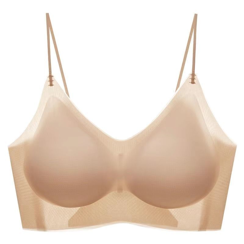 夏用アイスシルクシームレスレディースインナー、美背、小胸用プッシュアップ、超薄型通気性ベスト、涼感ブラ、アイス感|undefined