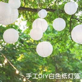 外贸热卖白色纸灯笼 婚庆婚礼教堂装饰氛围布置DIY手工纸灯笼批发