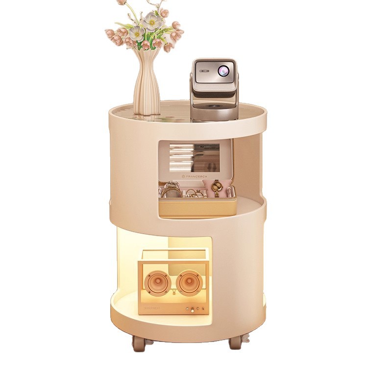 Mesa de cabezal de cama pequeña y simple, estante de cabezal de cama moderno con lámpara de hierro forjado, tablero de borde móvil creativo