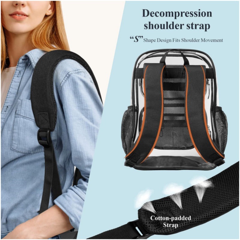 In-stock Amazon New Large Backpack, Heavy-duty PVC Transparent Backpack Suitable For College And Work_voghion.com