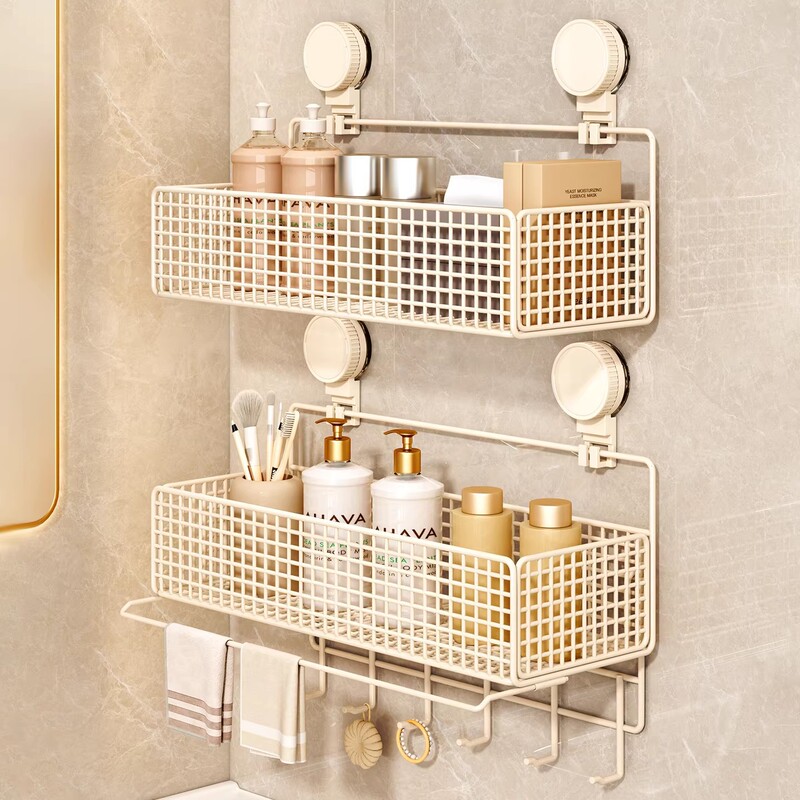 No-Drill Suction Cup Bathroom Shelf, Towel Rack for Bathroom, Toilet Washbasin, Wall-Mounted Storage Rack for Restroom