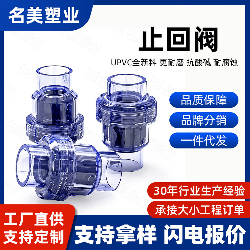 Upvc Transparent Ball Check Valve Corrosion-Resistant Plastic Valve Ball Check Valve Ball Chemical Check Double Live Valve