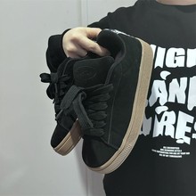 面包鞋女2025年新款小众复古黑色厚底轻便舒适美式街拍学院风女鞋