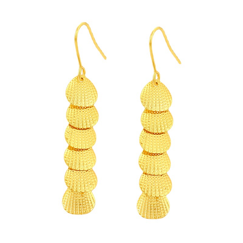 Joyas Xuping pendientes largos creativos conchas en forma de gancho de orejas frisa temperamento pendientes de conchas al por mayor para mujeres