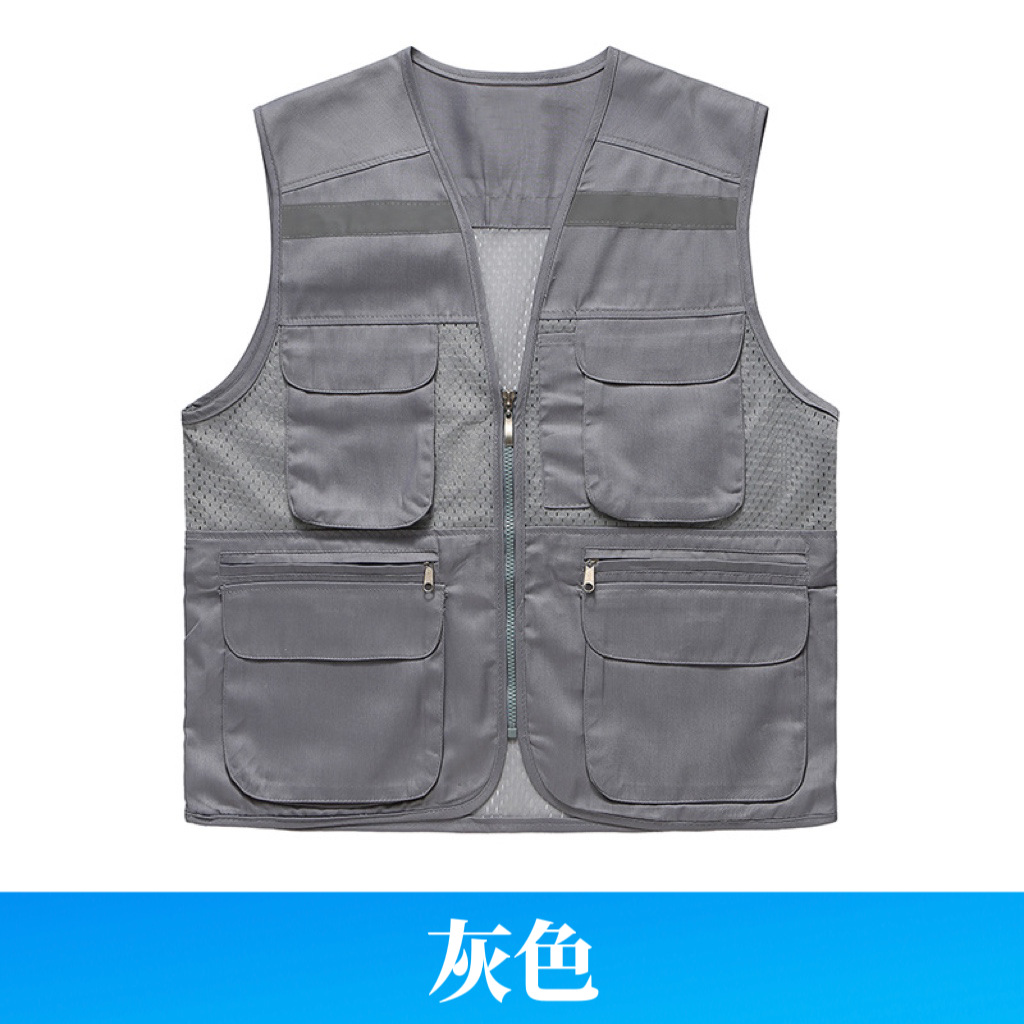 Chaleco multibolsillos, chaleco de voluntariado, tamaño personalizado, impresión reflectante, gestión de emergencias, fotografía, malla, ropa de trabajo para comercio exterior