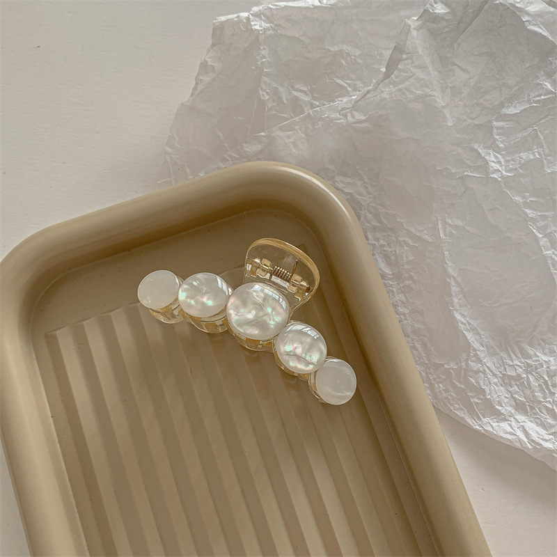 Round, Cherry Pattern IG Style Women's Round Cherry Arylic Imitation Pearl Hair Claws
