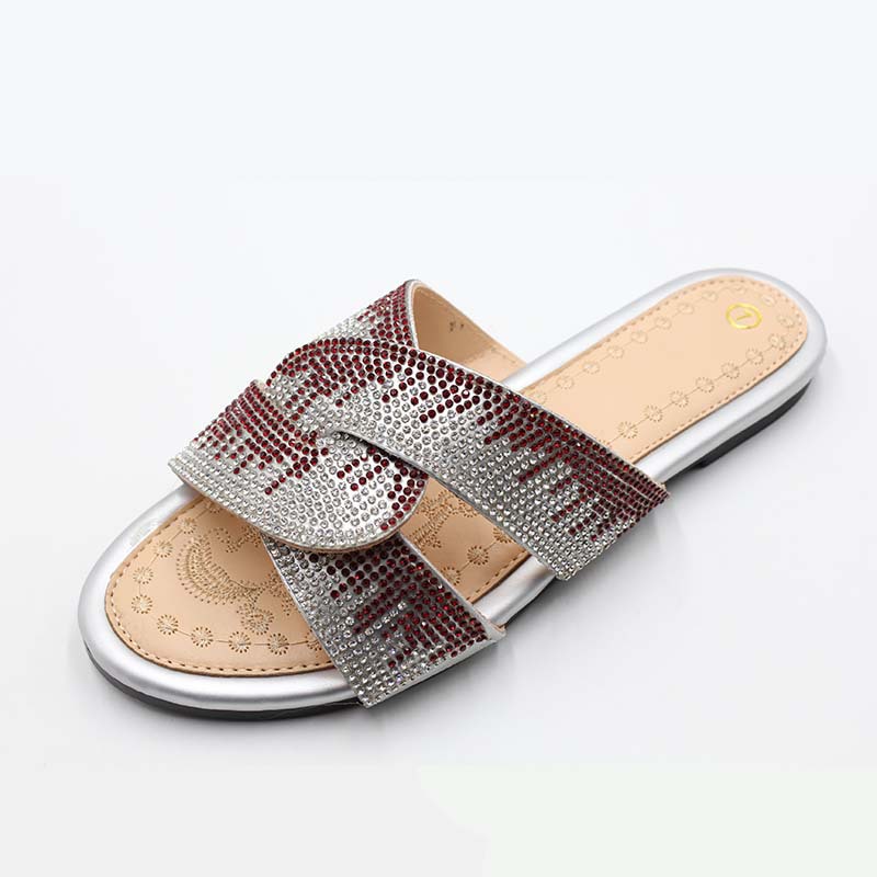 fashionable summer sandals with rhinestones
