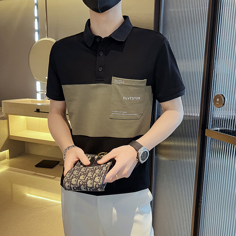 メンズ半袖 Tシャツ 2025 新しい夏のアイスシルクハイエンドハンサムな夏服メンズポロシャツトップ|undefined