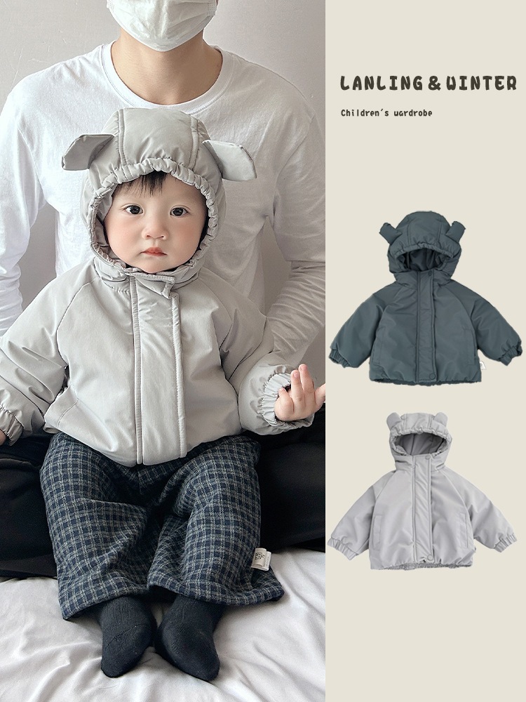 Baby invierno ropa de algodón lindo bebé ropa de dibujos animados extranjeros niños abrigado chaqueta de algodón cálida invierno