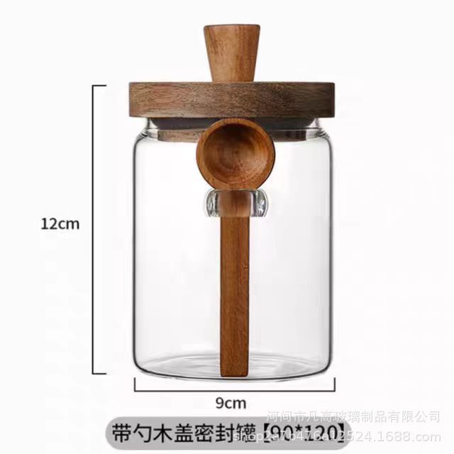 高硼硅玻璃密封罐五谷杂粮 咖啡豆收纳罐 带勺子调料罐玻璃储物罐|undefined
