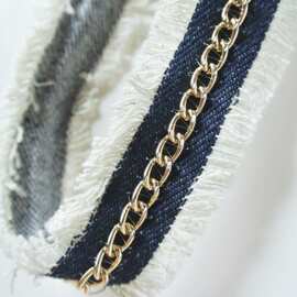 秋冬粗旷牛仔布链条发带HB3092