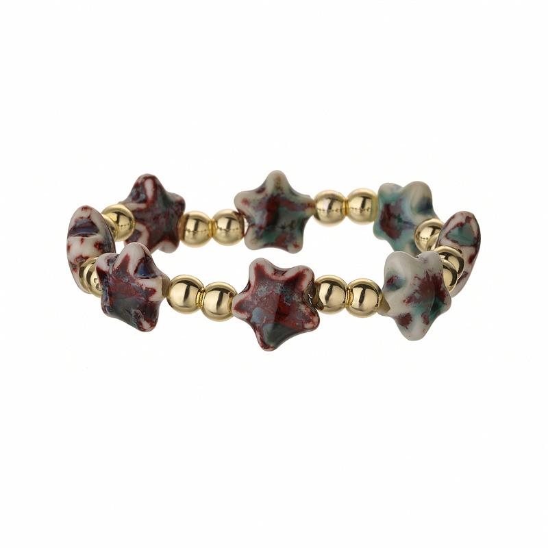 Creativo nuevo color estrella pulsera de cuentas de cerámica niña novia regalo pequeño cuentas de cobre pulsera con cuentas punto de fábrica