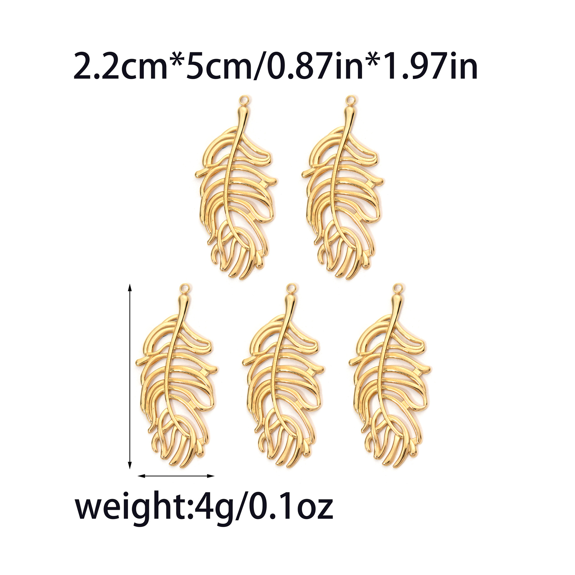 Pendant Jewelry Making Type 1 Piece 304 Stainless Steel Feather Pendant