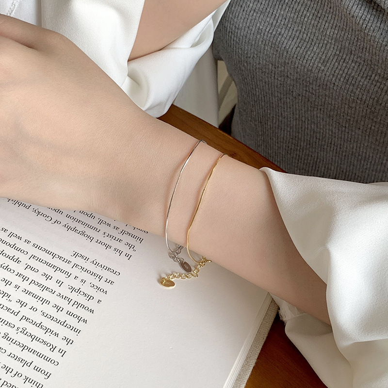 925 Silver Ultra-Thin Snake Bone Bracelet for Women, Minimalist Ins-Style Niche Design, Versatile for Commuting, Stackable Plain Chain Jewelry, New Model