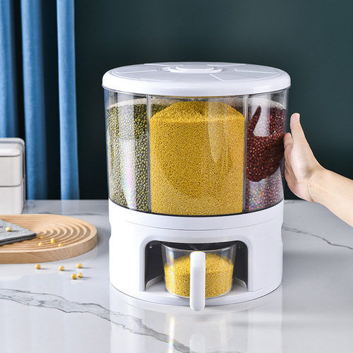 Kitchen rice storage box Japanese-style grain storage rice bucket divided grain storage bucket sealed household rotatable rice bucket