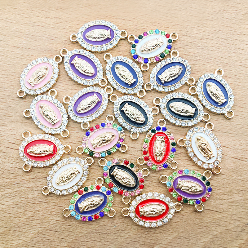 1 Piece Simple Style Human Oval Alloy Enamel Plating Inlay Connector Jewelry Accessories display picture 9