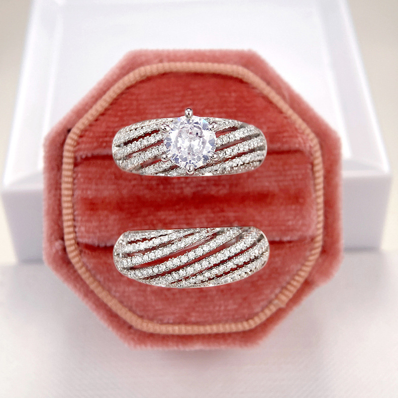 Shiny Geometric Copper Inlay Zircon Rings display picture 6