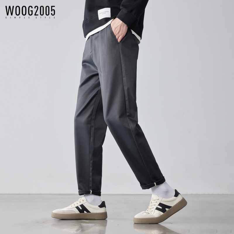 Woog2005 Men's Anti-Wrinkle Straight Casual Pants 2025 Spring and Autum New Slightly Loose and Versatile Slimming Look Tapered Pants
