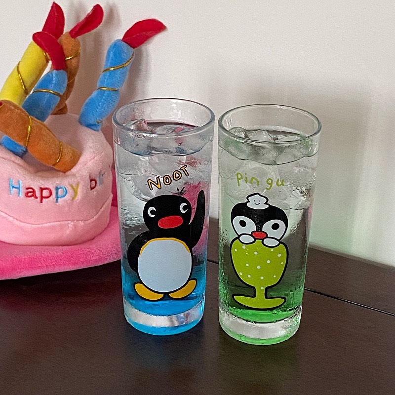 清凉一夏~pingu企鹅家族玻璃杯复古中古可爱高硼硅水杯果汁杯礼盒