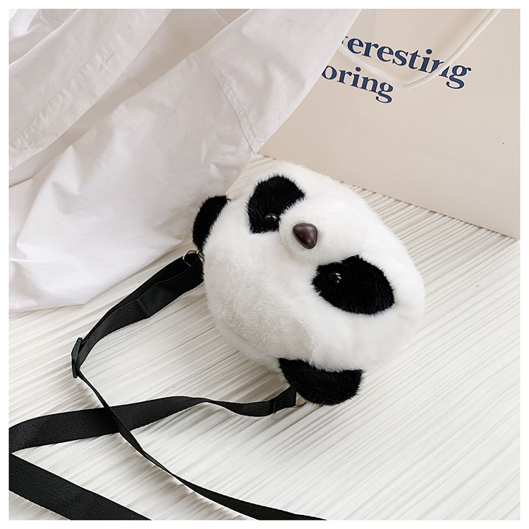 123g Weight Black Color New Panda Head Bag Doll Bag Children's Plush Toy 2