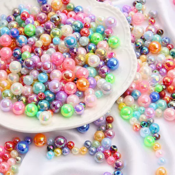 6-16mm亚克力马卡龙AB彩幻彩实色圆珠散珠DIY手机链手工串珠饰品