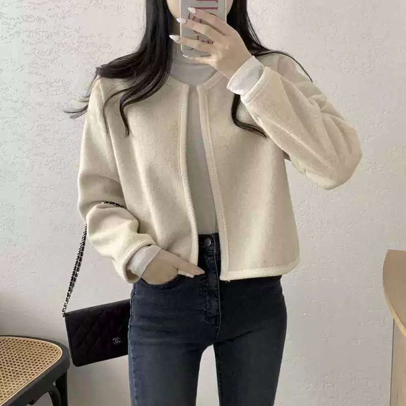 Korean niche versatile tweed short jacket
