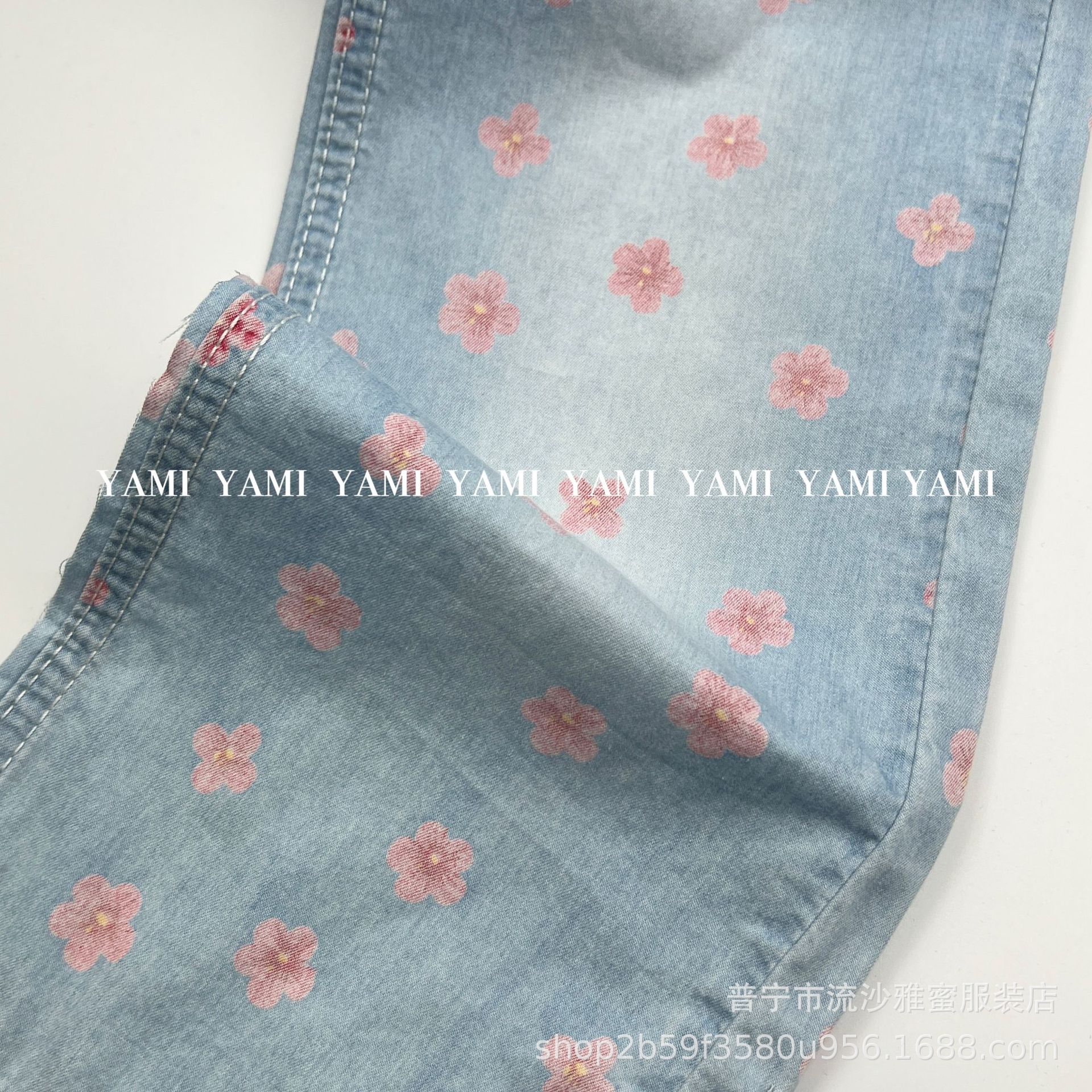 Colorido impreso Denim algodón llano 4,5 oz Denim flor impresa tela Denim camisa falda tela