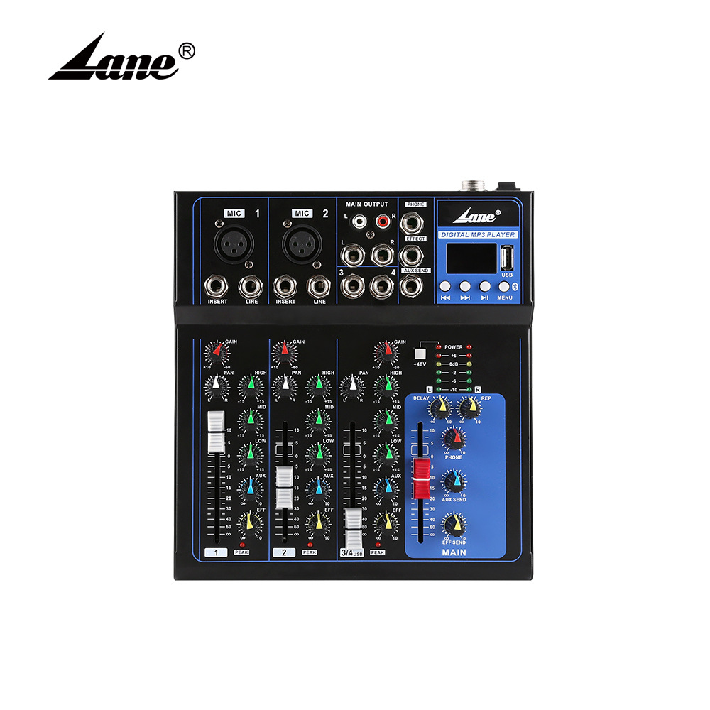 lane莱茵F4-M8调音台 4路带混响USB舞台演出K歌调音台