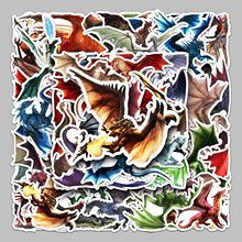 50张恶龙动物卡通动物行李箱贴纸防水涂鸦贴纸滑板车电脑平板装饰