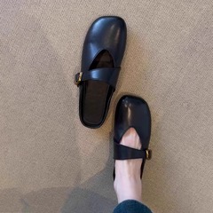 羊皮版~软底包头拖鞋女外穿夏季懒人一字带内增高半拖鞋软萌圆头