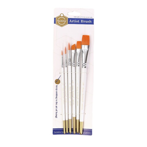 Manufacturer wholesale multifunctional oil paint brush set 6 white pole nylon hair brushes gouache watercolor acrylic brushes