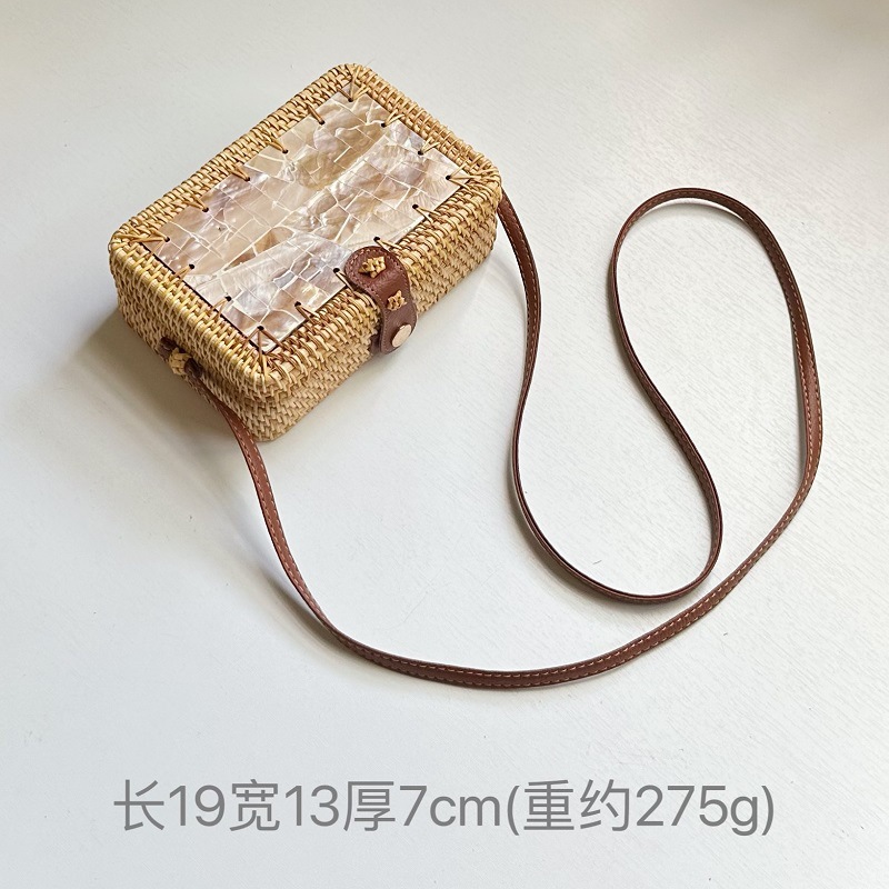 작은 사각형 가방-화려한 쉘 19*13*7cm