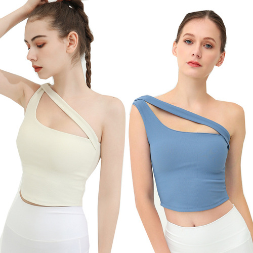 European and American foreign trade new asymmetrical yoga bra women's sports shock-proof push-up high elastic quick-drying fitness vest