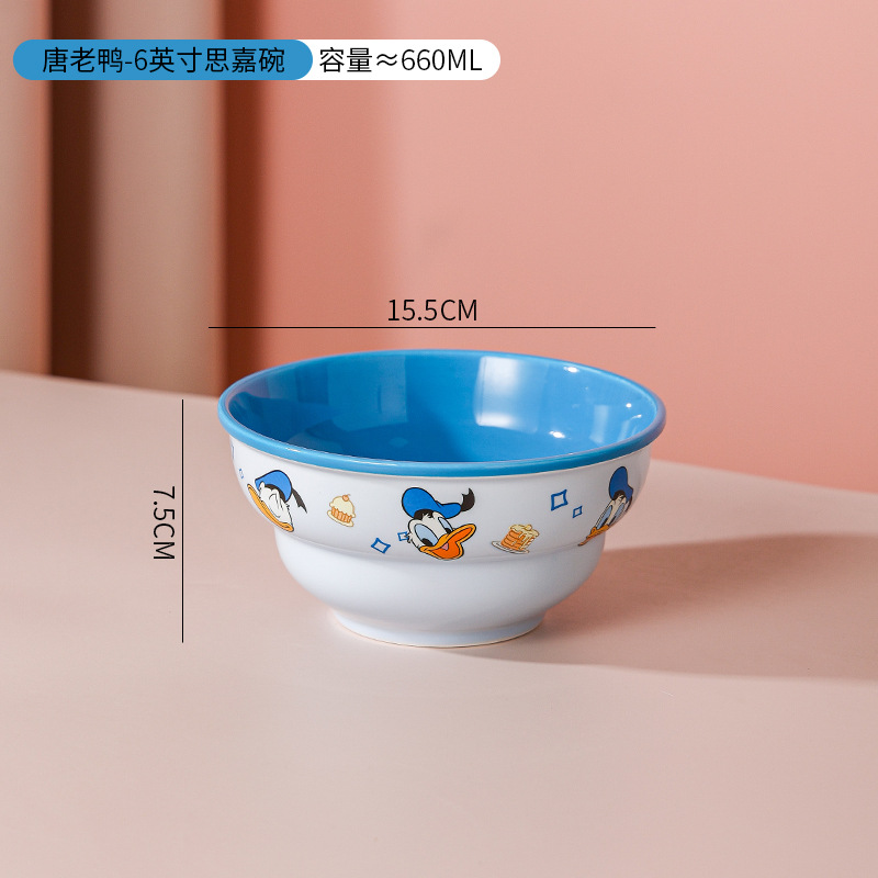 Bowl de cerámica de dibujos animados de Disney encantador tazón infantil de gran capacidad Scarlett de alto valor facial para niñas tazón de fideos de arroz doméstico