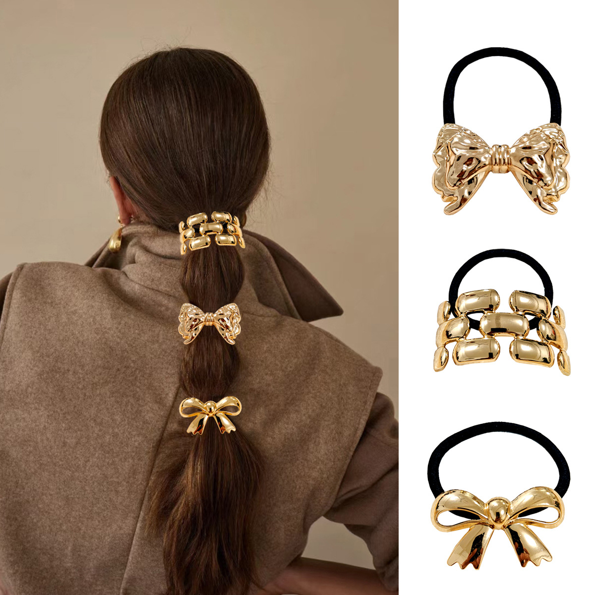 Europa y los Estados Unidos hebilla para el cabello punk personalidad transfronteriza broca de cabello trenzada gótica geometría redonda conjunto anillo de cabello cuerda para el cabello