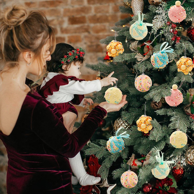 Amazon nueva bola de Navidad bola de espuma color macaron árbol de Navidad colgante de decoración creativa bola de Navidad de 8cm