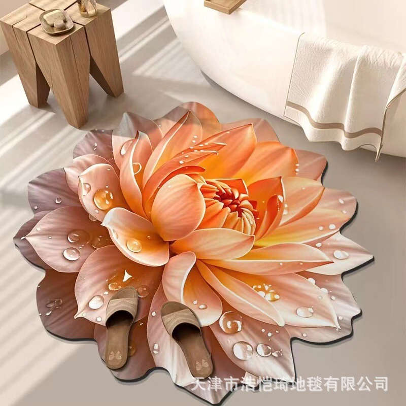 3D立体特殊形状大花珪藻泥フロアマット浴室フロアマット吸水性と汚れ防止浴室滑り止め速乾性フットマット|undefined